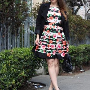 Saks Fifth Avenue RED Floral Stripe Dress